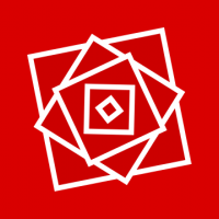 Logo der Jusos Bayern: eine kubisch stilisierte Nelke, weiß auf rot